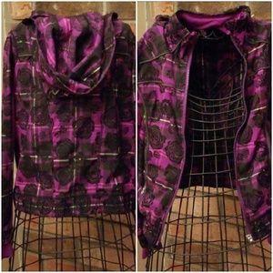 Girls sz 8 purple/pink/black windbreaker with hood
